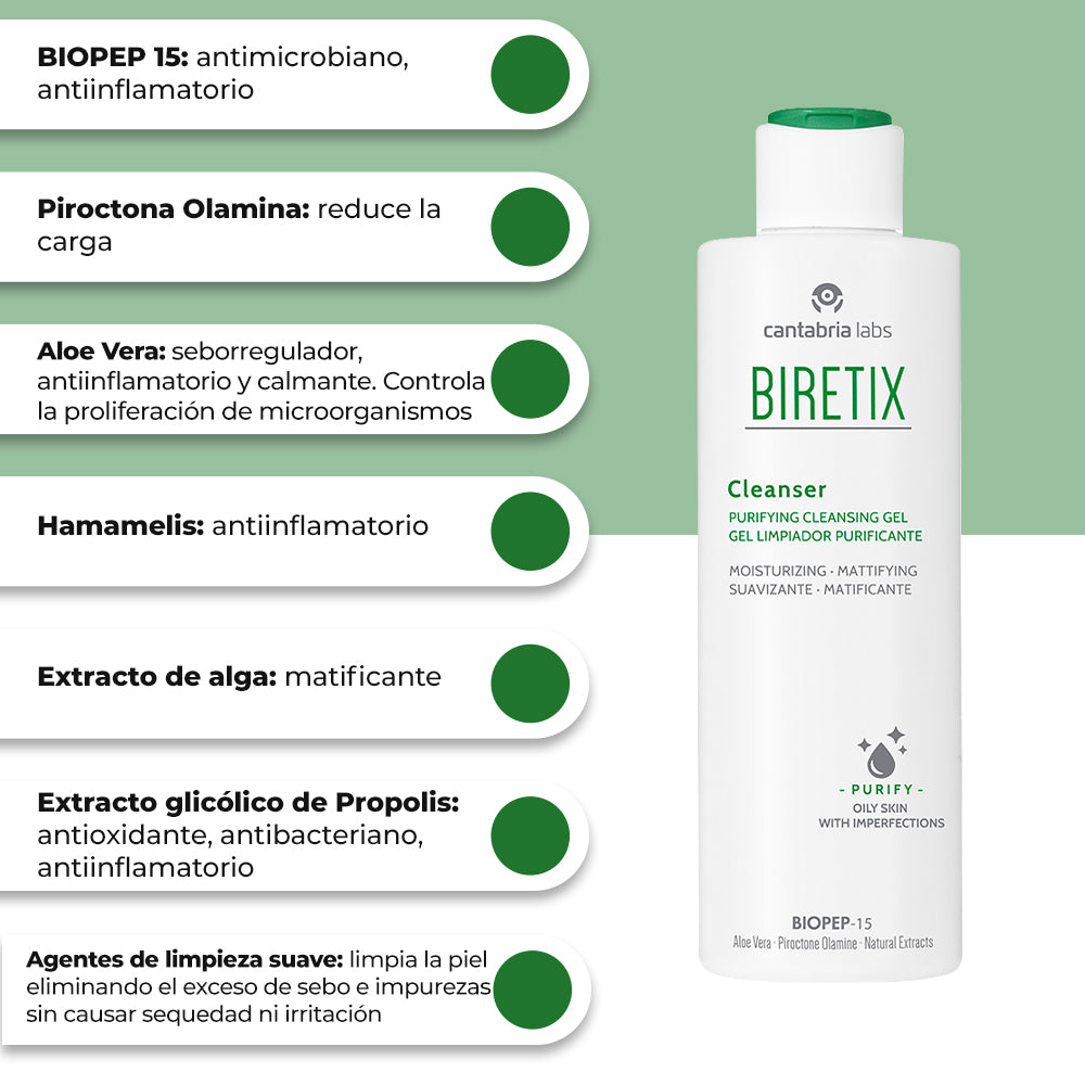 Kit IMPERFECCIONES COLOR Biretix Hydramat Day SPF30 con Color GRATIS Gel Limpiador X 200ml