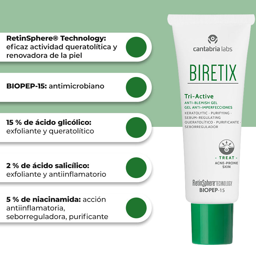 Kit IMPERFECCIONES CARA compra Biretix Tri-Active Gel X 50ml GRATIS Biretix Limpiador X 200ml