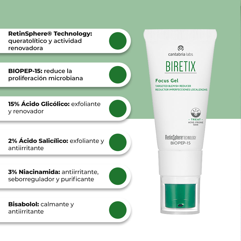 Kit MENOS IMPERFECCIONES Compra Biretix Hydramat GRATIS Biretix Focus Gel