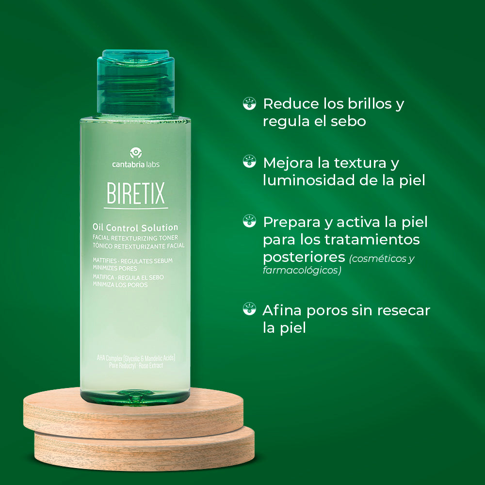 Kit SIN IMPERFECCIONES compra Biretix Oil Control solution GRATIS Biretix Tri-Active Spray 100ml