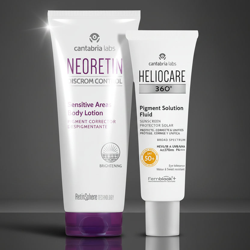 Kit ANTIMANCHAS CARA/CUERPO Neoretin Áreas Sensibles GRATIS Heliocare Pigment Solution