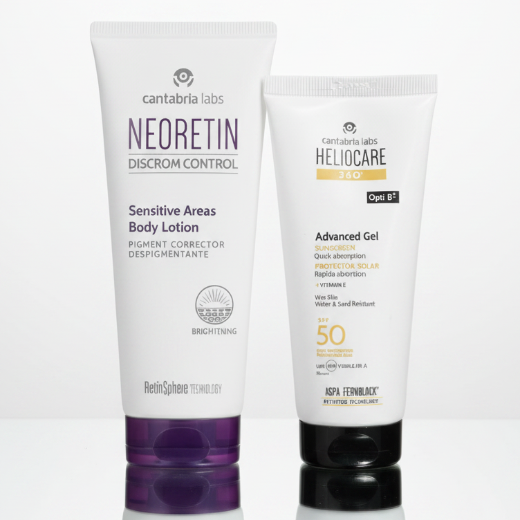 Kit ANTIMANCHAS CUERPO Neoretin Áreas Sensibles GRATIS Heliocare 360° Advanced Gel x 100ml