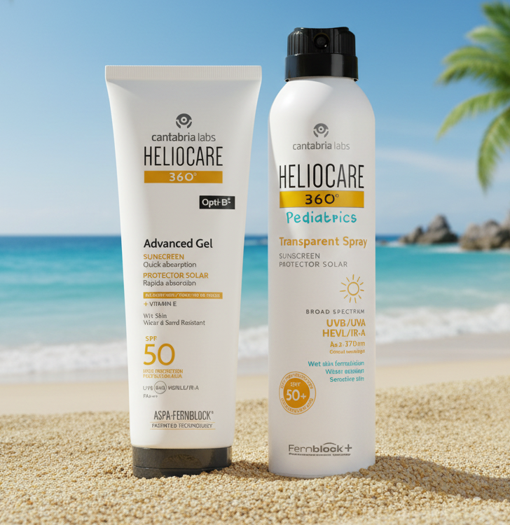 Kit Corporal 450ml Heliocare 360 Advance Gel x 250ml GRATIS Heliocare 360 Pediátrico Spray x 200ml