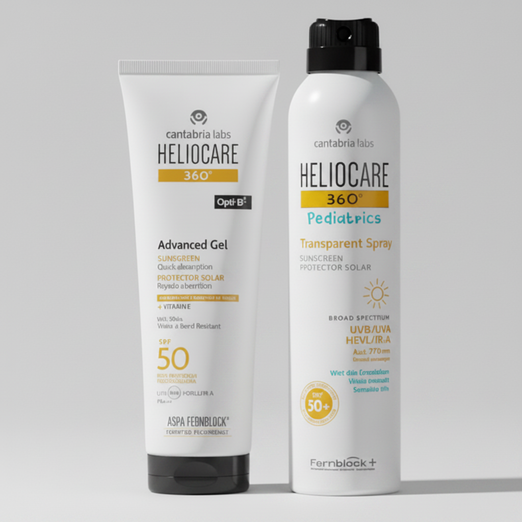 Kit SOLAR CORPORAL Heliocare 360 Advanced Gel x 250ml GRATIS Heliocare Pediátrico Spray x 200ml