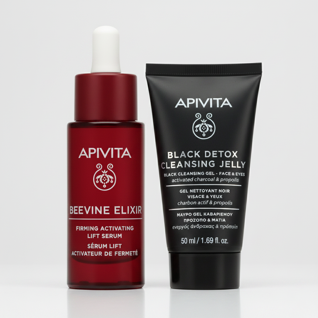Kit Apivita Beevine Elixir Firming Serum GRATIS Black Detox Gel Limpiador 50ml