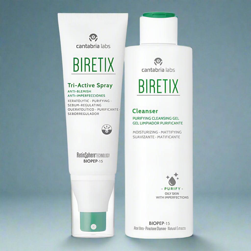Kit ZERO IMPERFECCIONES compra Biretix Tri-Active Spray GRATIS Biretix Limpiador 200ml