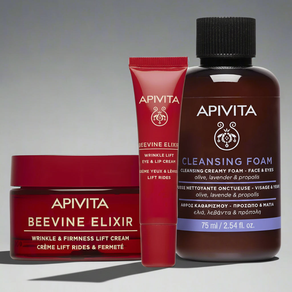 KIT LLEVA 3 PRODUCTOS ANTIARRUGAS Beevine Elixir crema GRATIS Contorno de ojos + GRATIS Espuma limpiadora 75ml