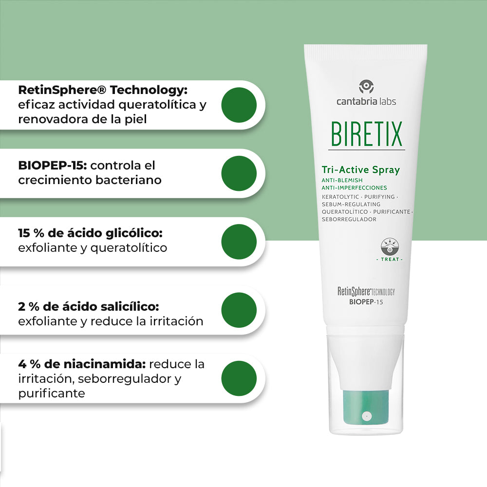 Kit IMPERFECCIONES 2x1 Biretix Oil Control GRATIS Biretix Tri-Active Spray
