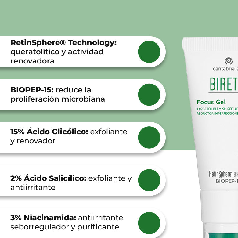 Kit MENOS IMPERFECCIONES Compra Biretix Hydramat GRATIS Biretix Focus Gel