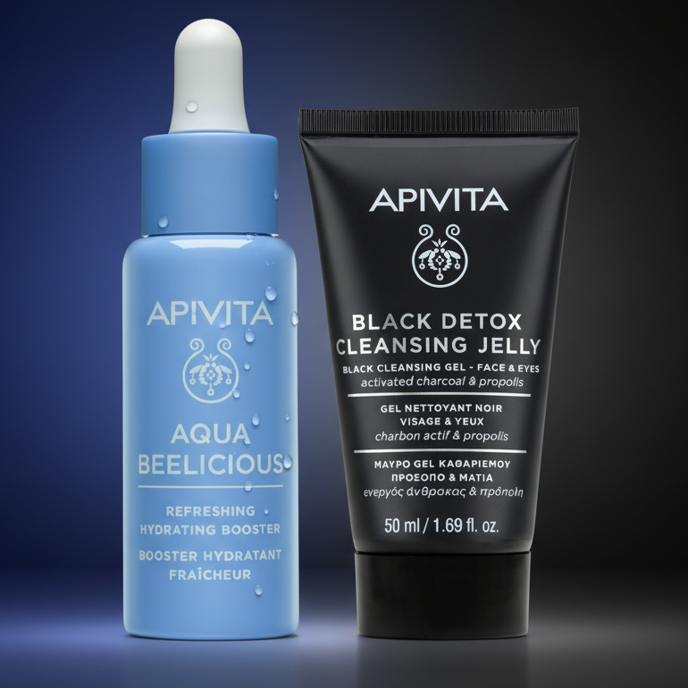 Kit Apivita Aqua Beelicious Serum - Hidratación X 30ml GRATIS Apivita Black Detox Gel Limpiador X 50ml