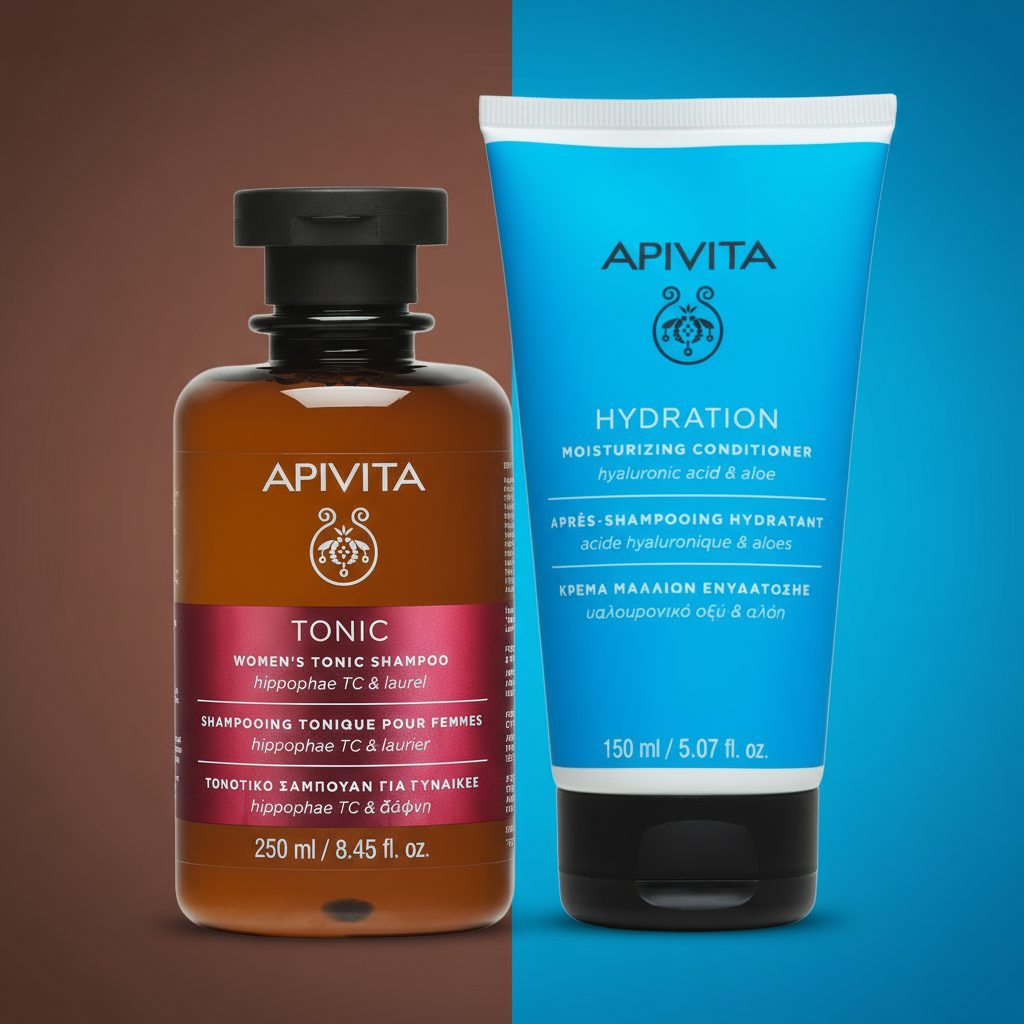 Kit MAX PELO Apivita Shampoo prevención caída Mujer GRATIS Apivita Hyalu Hydra Acondicionador