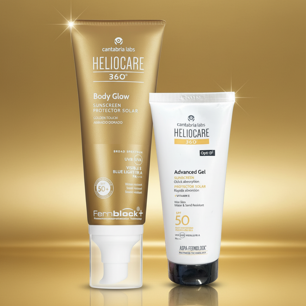 Kit BODYGLOW TOTAL Heliocare 360° Body Glow GRATIS Heliocare 360° Advance Gel x 100ml