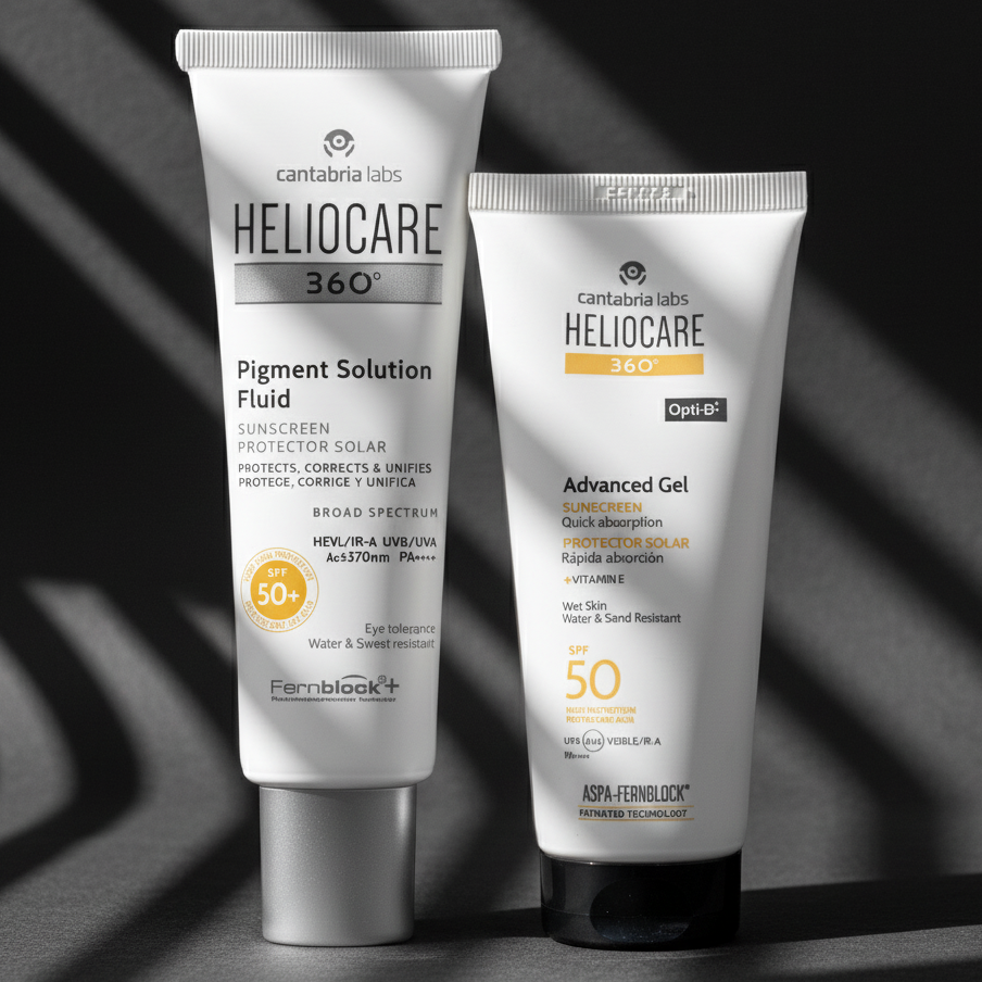 Kit CUERPO/MENOS MANCHAS Heliocare 360 Pigment Solution GRATIS Heliocare 360° Advance Gel x 100ml