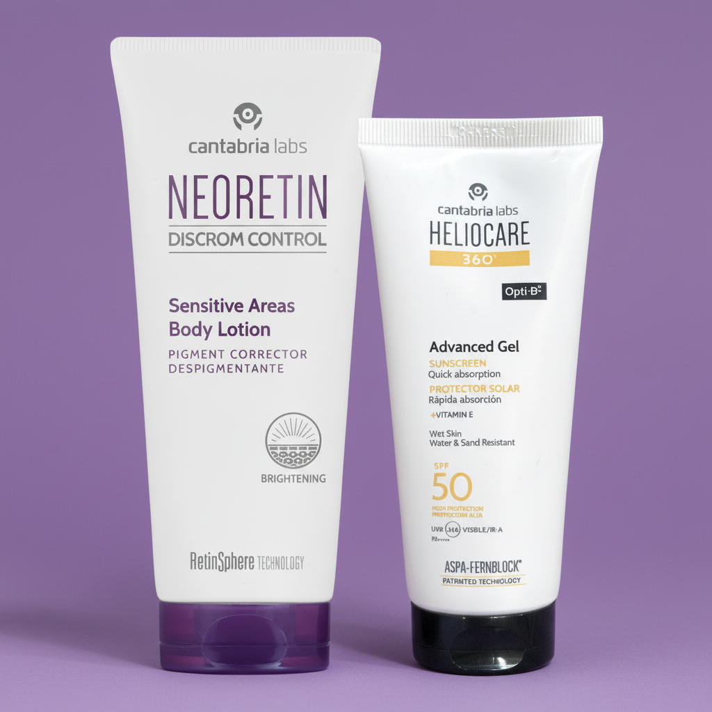 Kit ANTIMANCHAS CUERPO Neoretin Áreas Sensibles GRATIS Heliocare 360° Advance Gel x 100ml