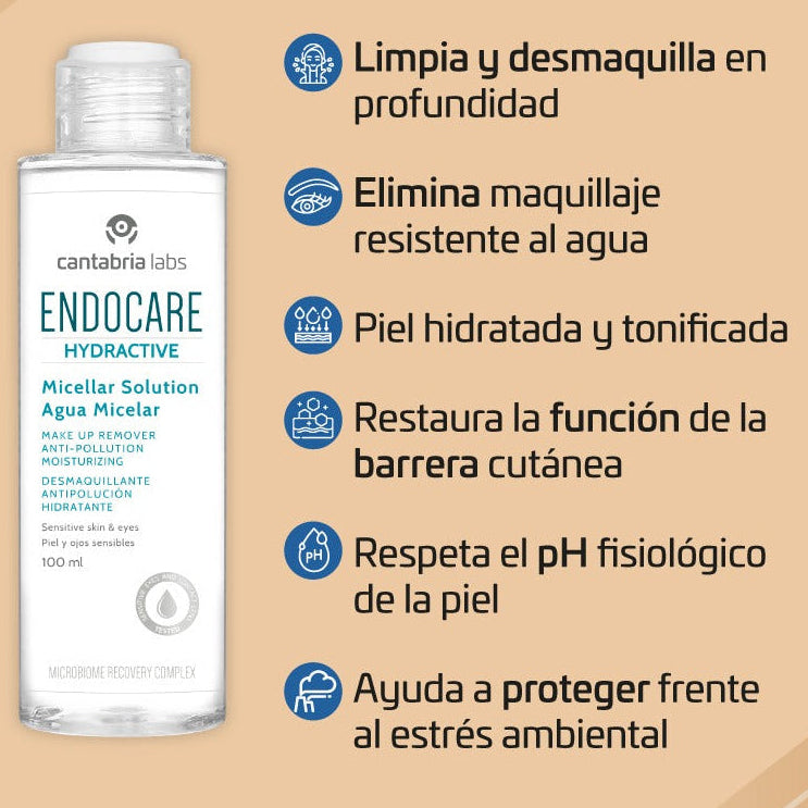 KIT COLOR MICELAR  Heliocare 360° Toque Seco Beige GRATIS Endocare Hydractive x 400ml