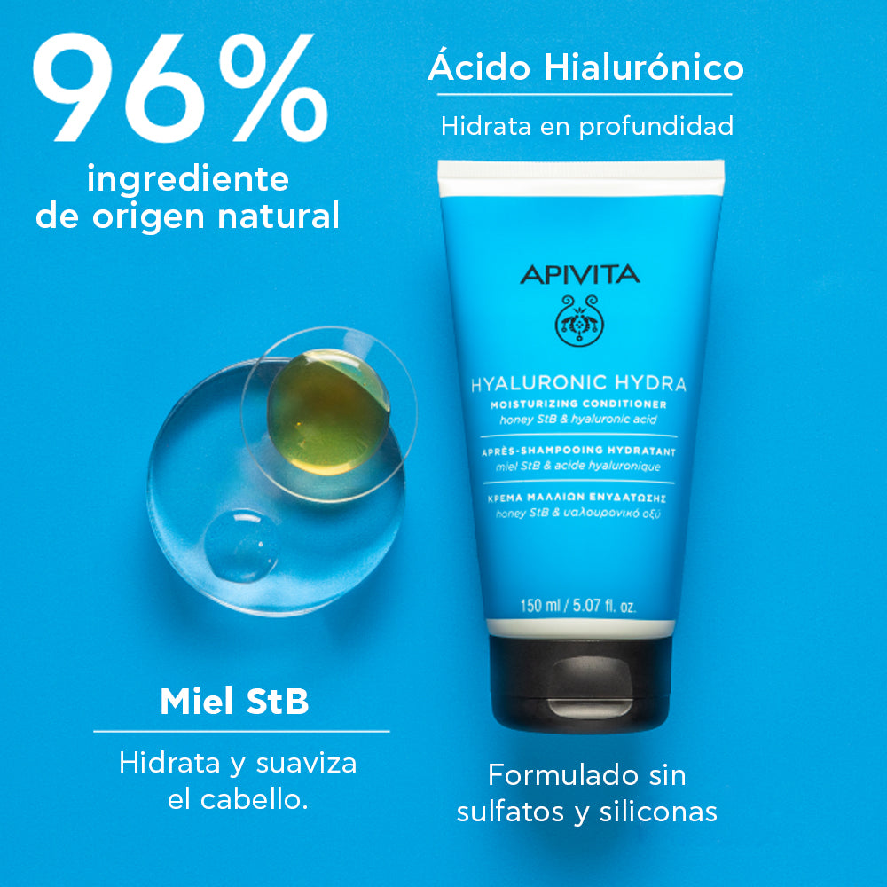 Kit MAX PELO Apivita Shampoo prevención caída Mujer GRATIS Apivita Hyalu Hydra Acondicionador
