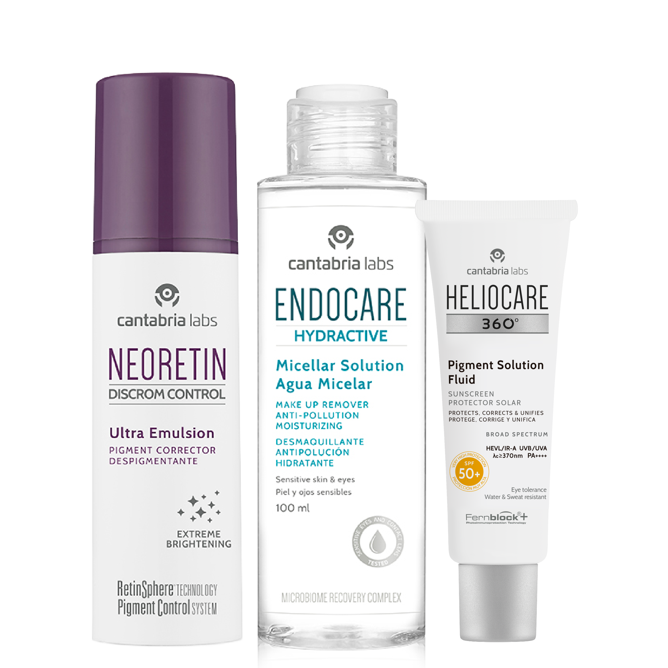 Kit ANTIMANCHAS compra Neoretin Ultra GRATIS Hydractive Micelar 100ml GRATIS Heliocare Pigment Solution x 15ml
