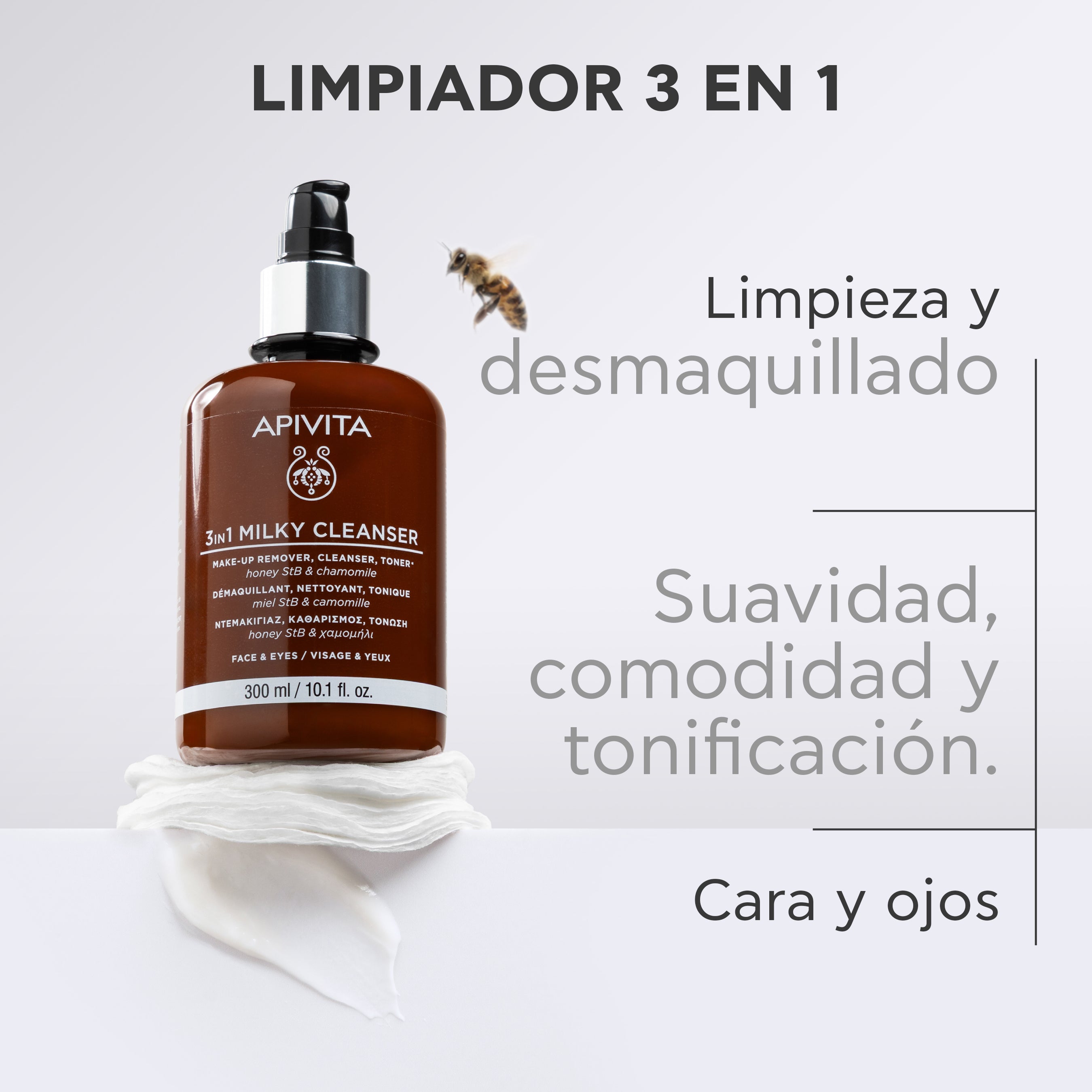 Apivita 3 en 1 Leche Limpiadora x 300 ml
