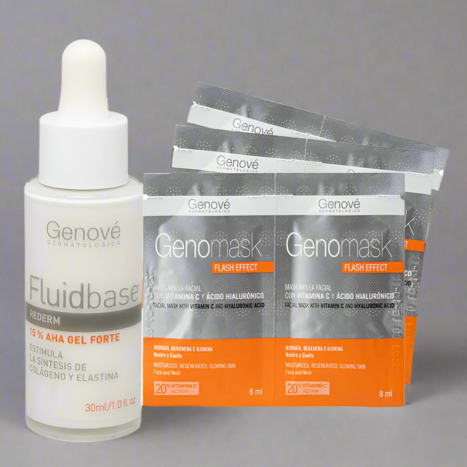 Kit 2x1 Fluidbase Rederm 15% AHA x 30ml GRATIS 6 Sachets de Genomask