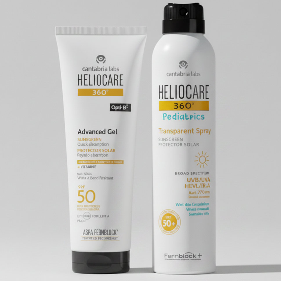 Kit SOLAR CORPORAL Heliocare 360 Advanced Gel x 250ml GRATIS Heliocare Pediátrico Spray x 200ml