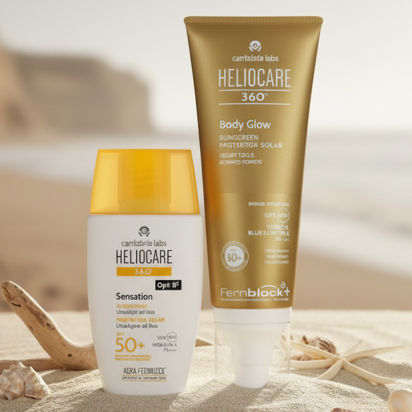Kit ANTISOLAR GLOW compra Heliocare Sensation GRATIS Heliocare Body Glow 100ml