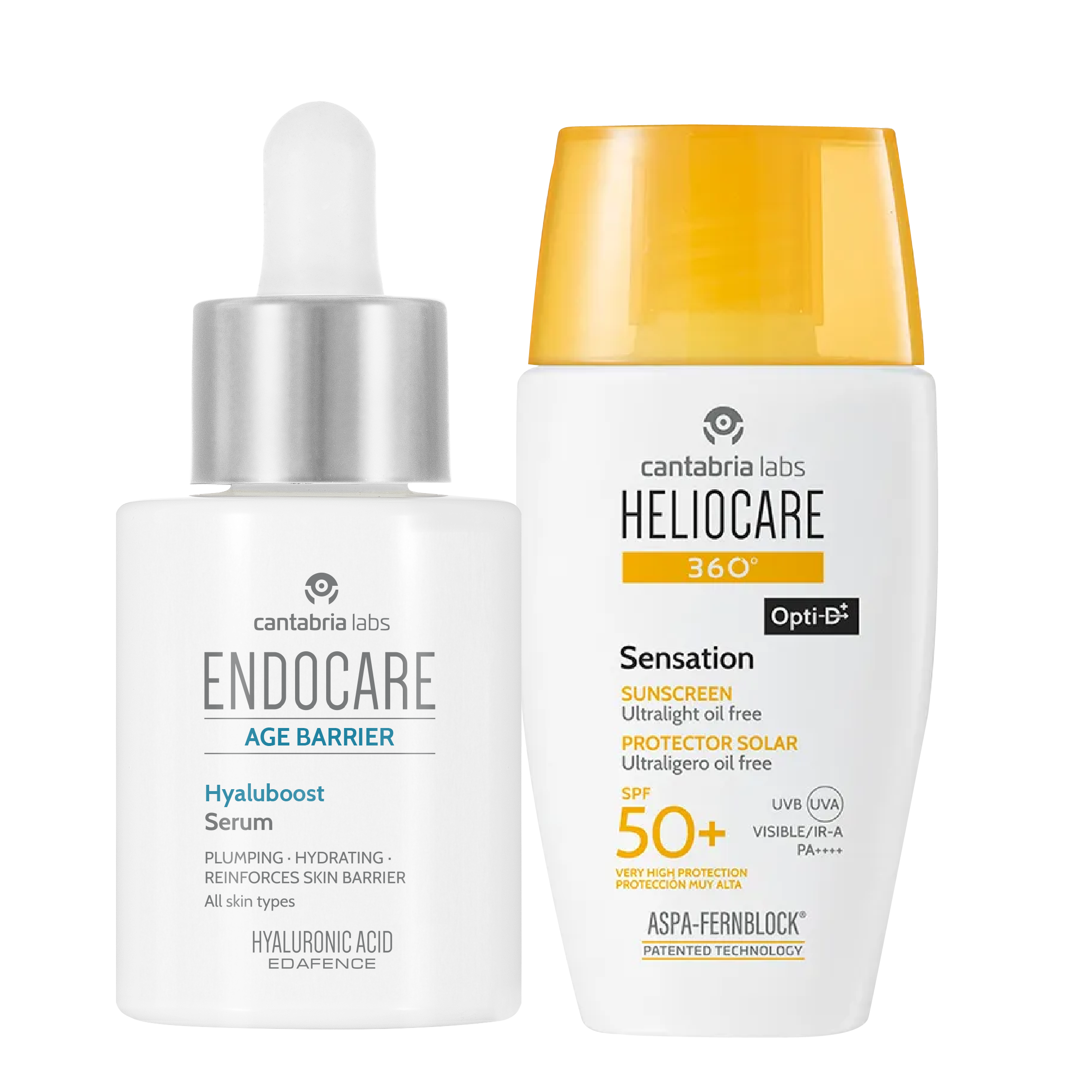 Kit HIDRATACIÓN, REPARACIÓN, SOLAR Age Barrier Hyaluboost Serum, GRATIS Heliocare Sensation
