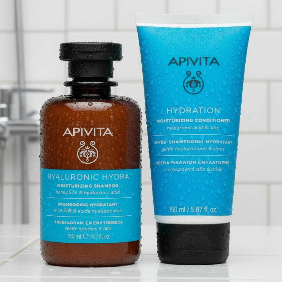 Kit HAIL HYDRA Apivita Hyaluronic Hydra Shampoo GRATIS Apivita Hyalu Hydra Acondicionador