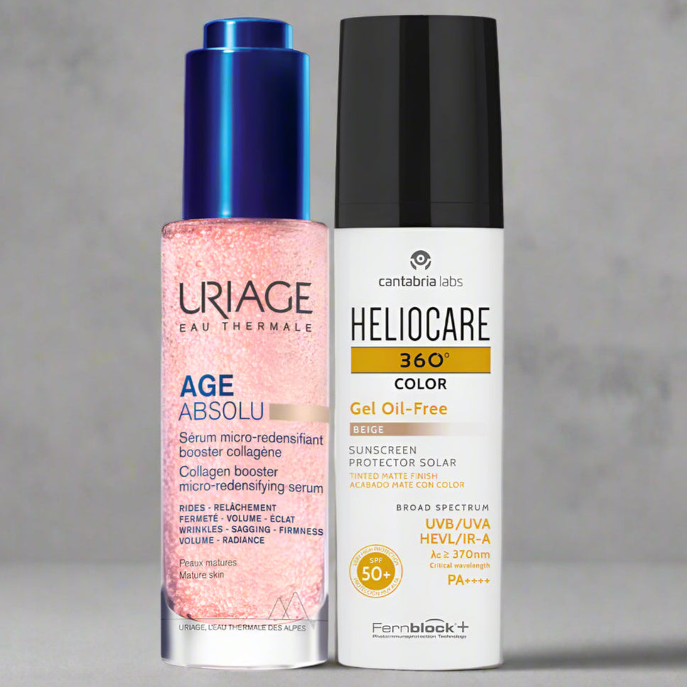 Kit ANTIEDAD SOLAR compra Age Absolu suero GRATIS Heliocare 360° Toque Seco Beige