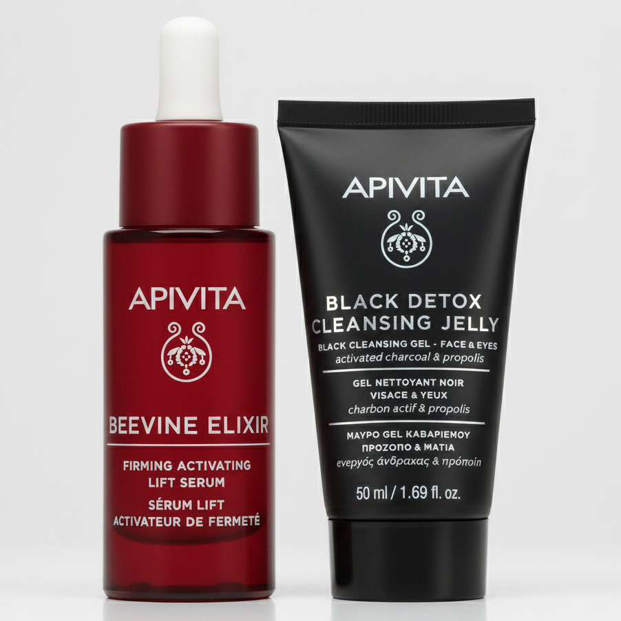 Kit Apivita Beevine Elixir Firming Serum GRATIS Black Detox Gel Limpiador 50ml