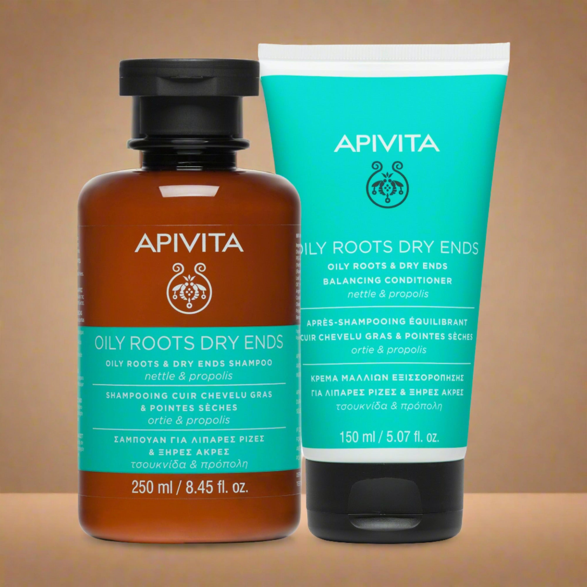 KIT 2x1 Apivita Oily Roots champú GRATIS Apivita Oily Roots acondicionador