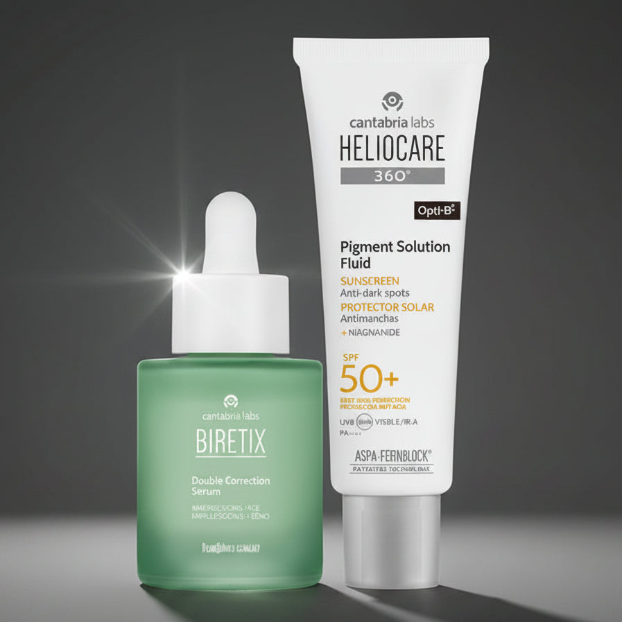 Kit AKNI/MANCHAS SOLAR Biretix Doble Suero Imperfecciones/Antiedad GRATIS Heliocare 360 Pigment