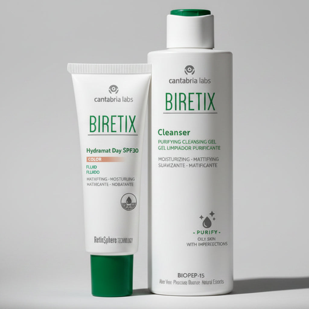 Kit IMPERFECCIONES COLOR Biretix Hydramat Day SPF30 con Color GRATIS Gel Limpiador X 200ml