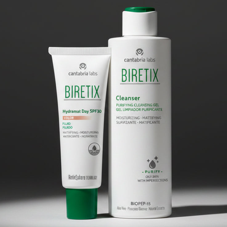 Kit IMPERFECCIONES COLOR Biretix Hydramat Day SPF30 con Color GRATIS Gel Limpiador X 200ml