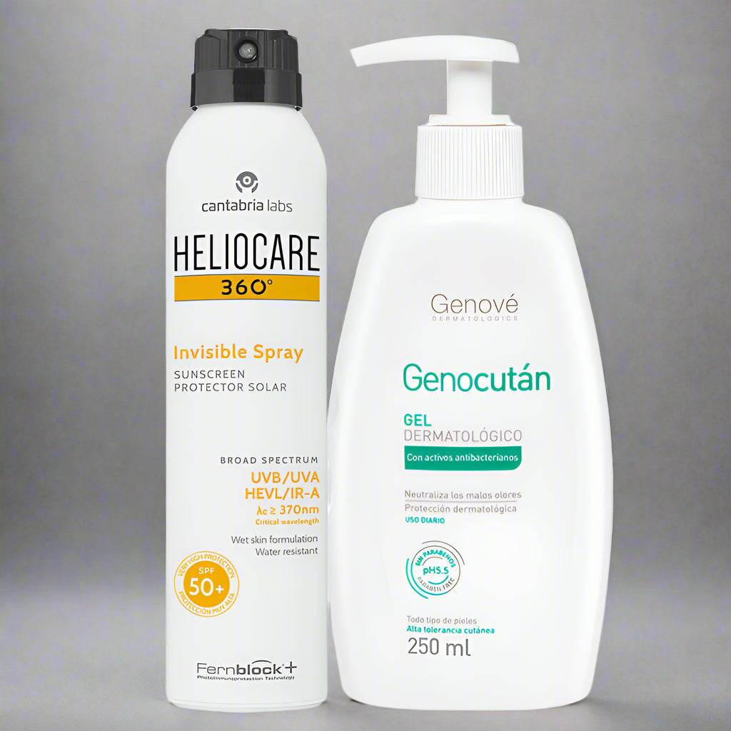 Kit 2x1 Heliocare 360° Spray invisible x 200ml Gratis Genocutan x 250 ml