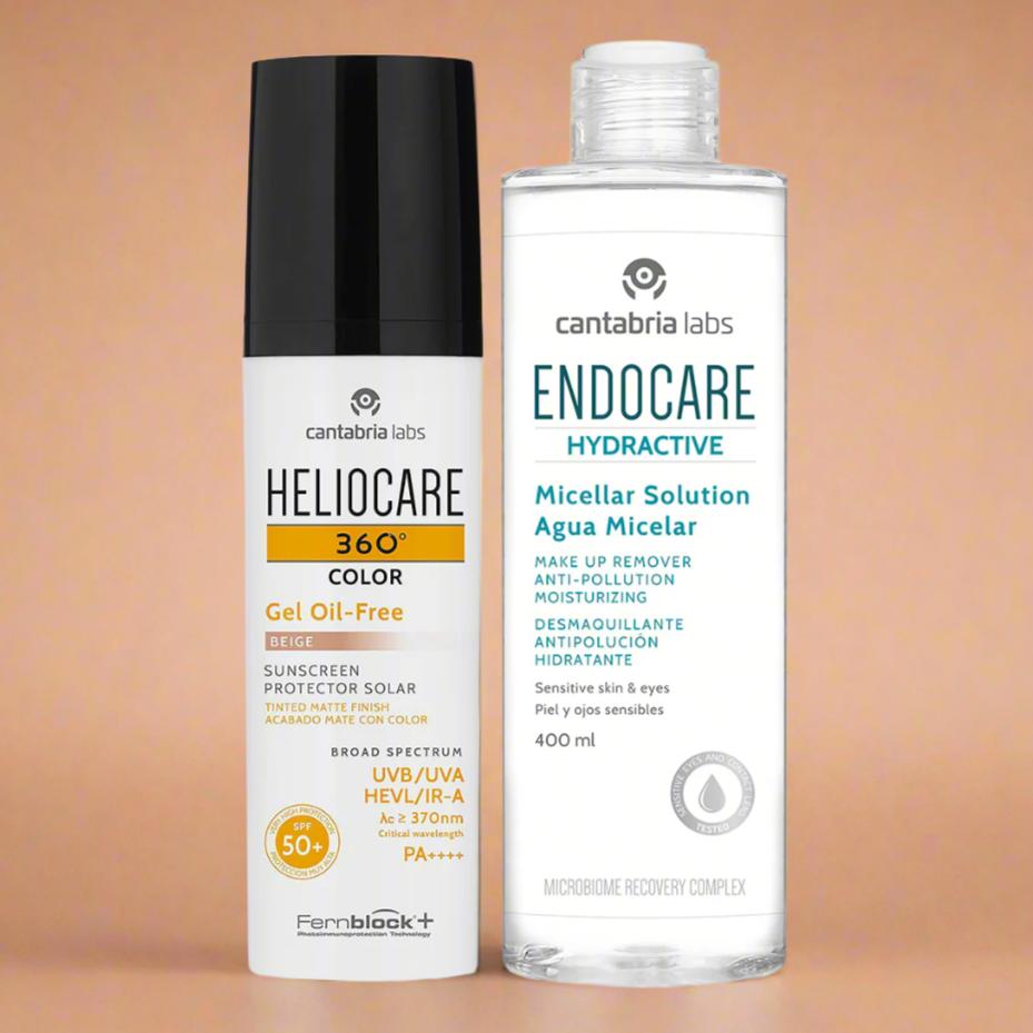 KIT 2x1 Heliocare 360° Toque Seco Beige GRATIS Endocare Hydractive x 400ml