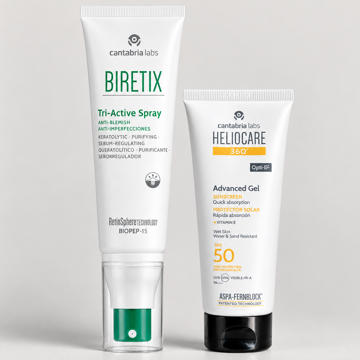 Kit ACNISOLAR Biretix Tri-Active Spray x 100ml GRATIS Heliocare 360° Advanced Gel x 100ml