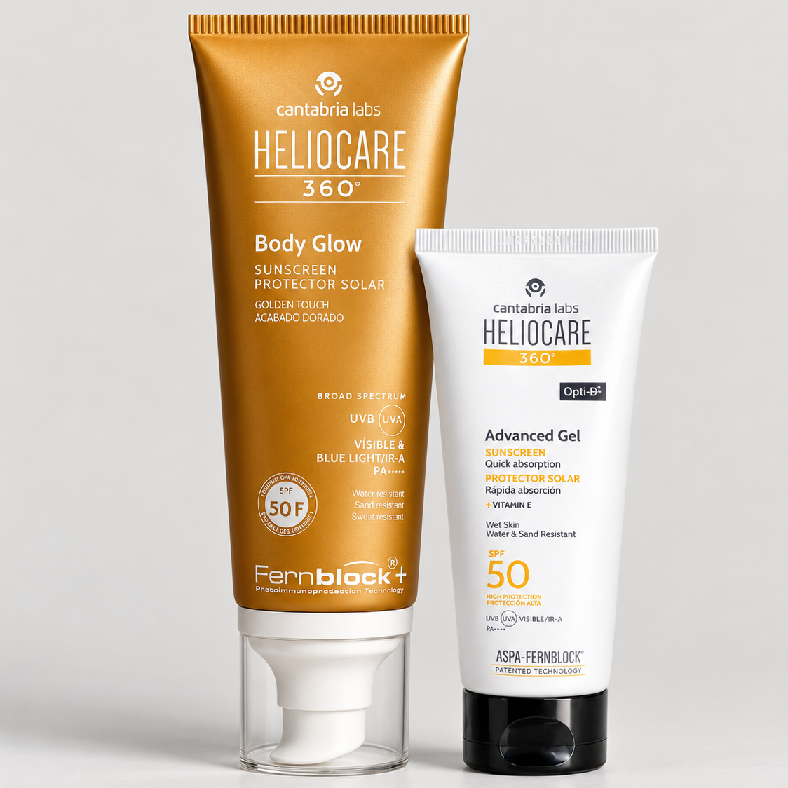 Kit BODYGLOW Heliocare 360 Body Glow x 100ml GRATIS Heliocare 360 Advanced Gel x 100ml