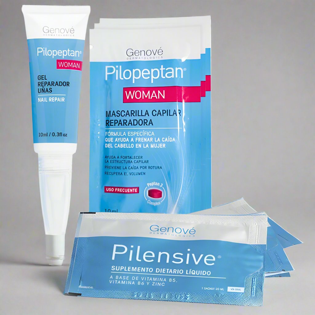 Kit 3x1 Pilopeptan Woman Uñas lleva GRATIS 15 sobres Pilopeptan Woman Mascarilla + Gratis Pilensive 15 sobres