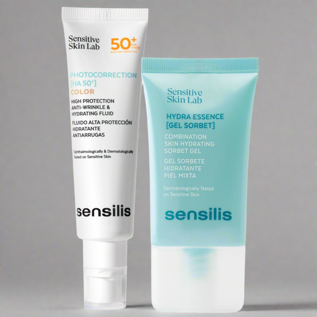 Kit compra Sensilis Photocorrection [HA 50+] Color Beige GRATIS Hydra Essence Gel