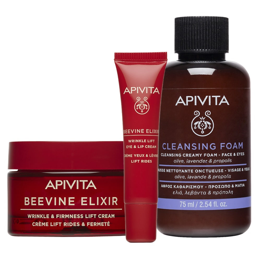 Kit ANTIARRUGAS compra Beevine Elixir crema ligera GRATIS Contorno de ojos + GRATIS Espuma limpiadora 75ml