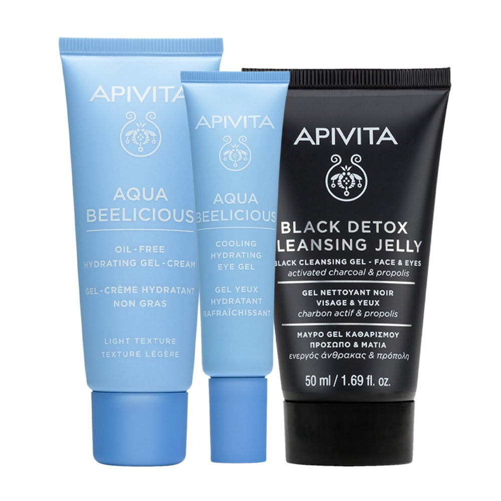 Kit HIDRATACION compra Aqua Beelicious Gel GRATIS contorno ojos + GRATIS Black Detox 50ml