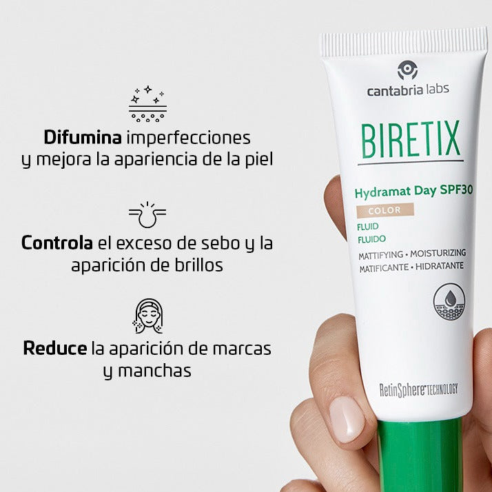Biretix Hydramat Day SPF30 Color - Anti Imperfecciones Maquillaje