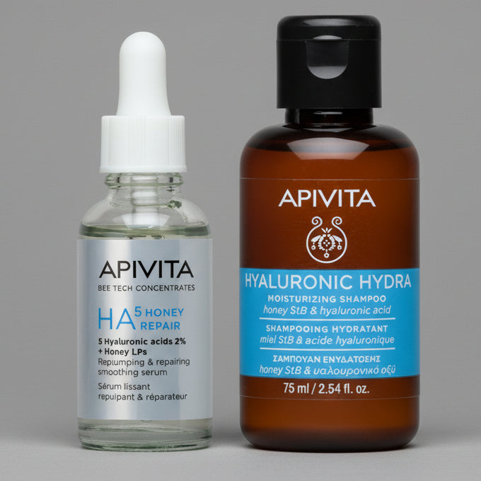 Kit CARA-PELO Apivita Suero HA5 Honey Repair GRATIS Hyaluronic Hydra Shampoo minitalla x 75ml