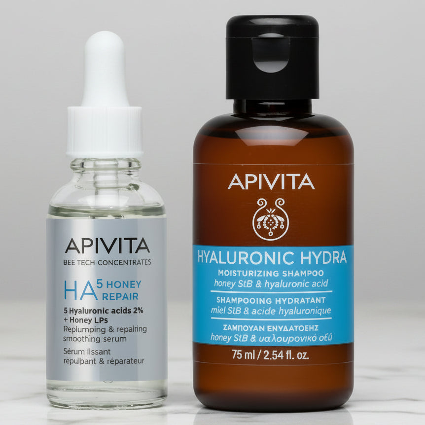 Kit CARA-PELO Apivita Suero HA5 Honey Repair GRATIS Hyaluronic Hydra Shampoo x 75ml