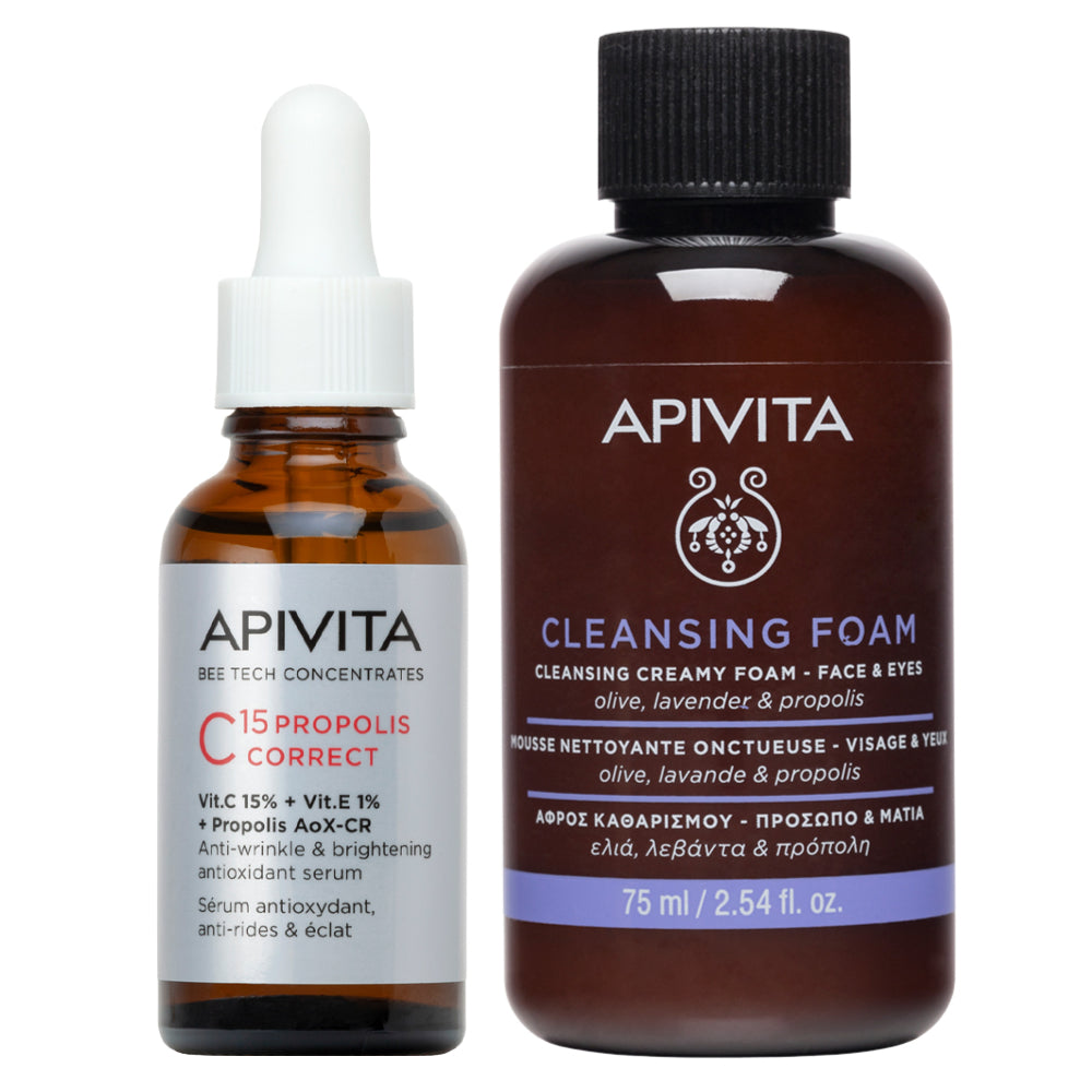 Kit Apivita Suero C15 Propolis Correct GRATIS Apivita espuma limpiadora x 75ml